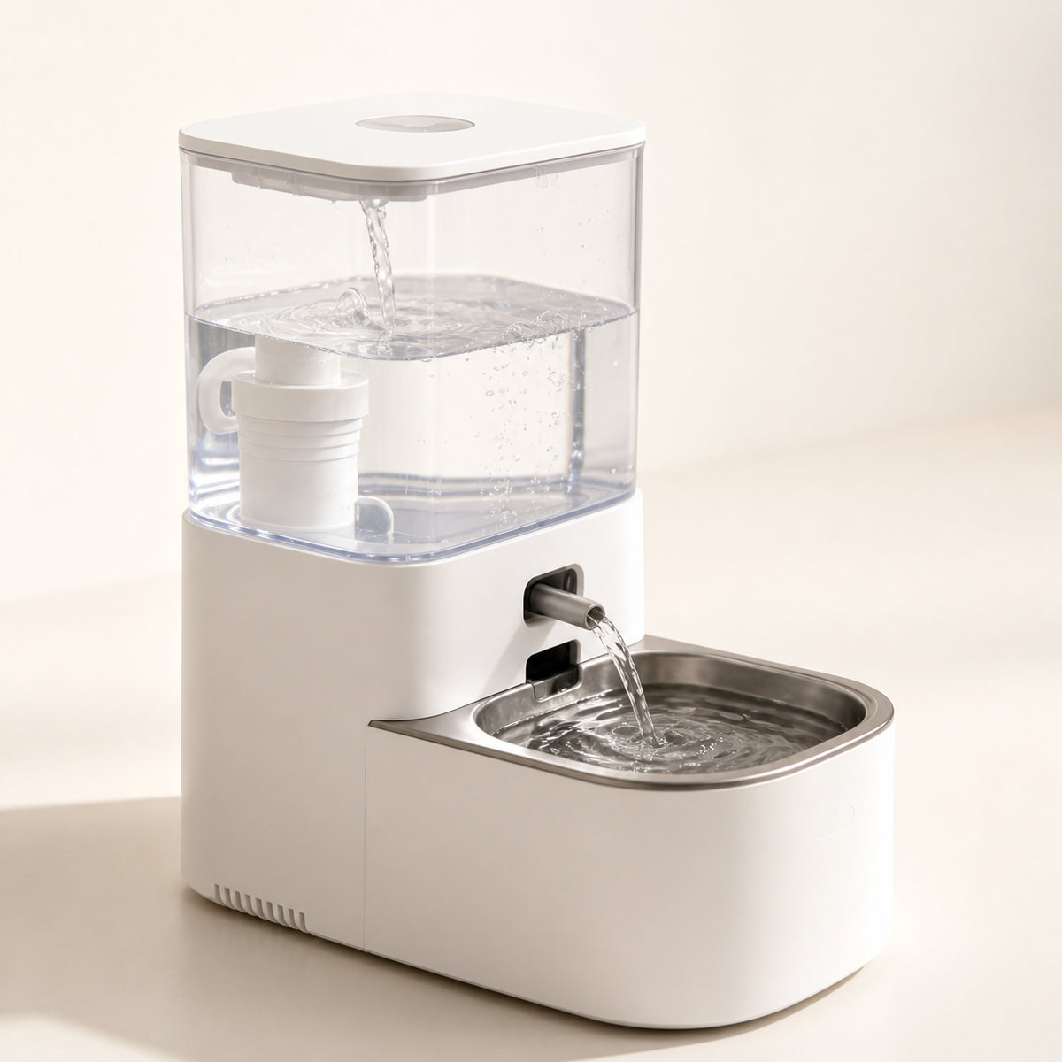 AI smart pet water fountain, circulating filtered water, automatic water dispenser for dogs and cats