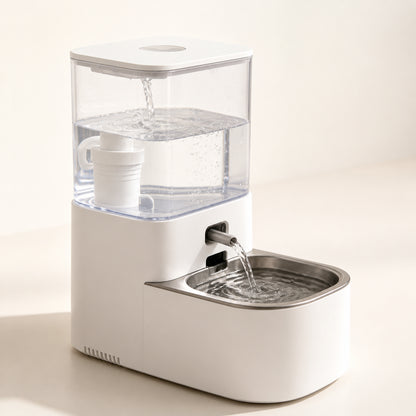 AI smart pet water fountain, circulating filtered water, automatic water dispenser for dogs and cats