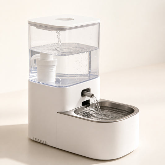 AI smart pet water fountain, circulating filtered water, automatic water dispenser for dogs and cats