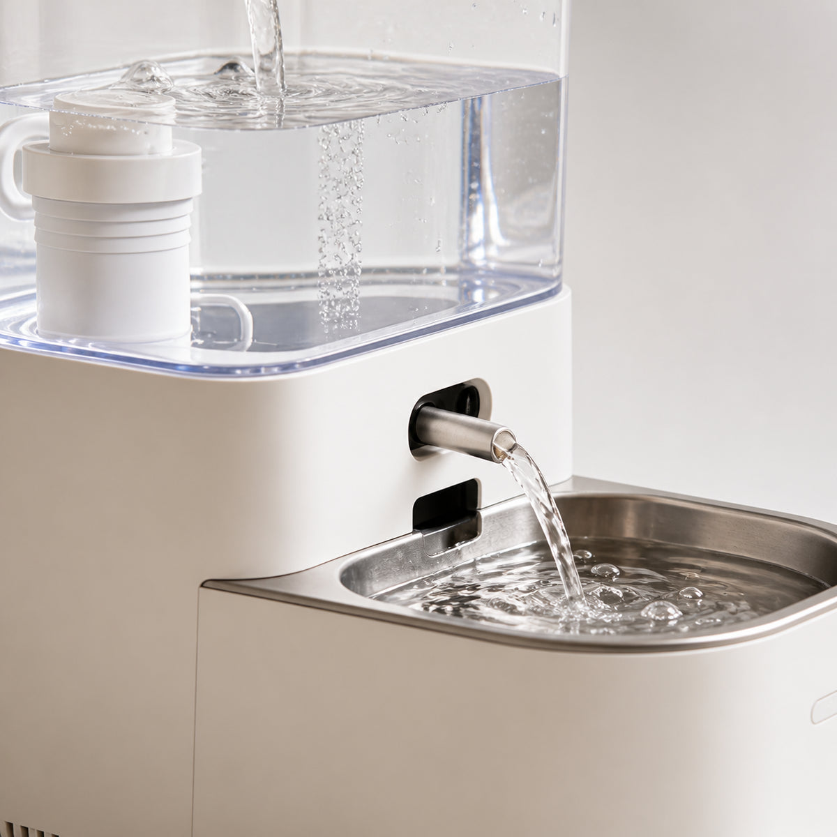AI smart pet water fountain, circulating filtered water, automatic water dispenser for dogs and cats
