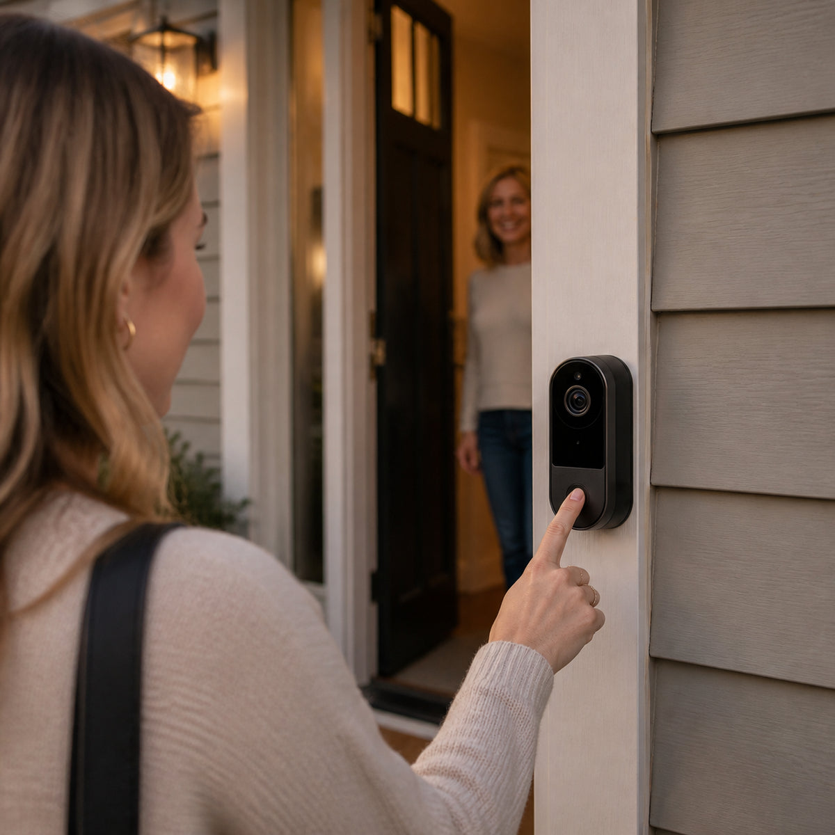 AI smart security camera doorbell, home safety, visitor recognition, night vision, two-way audio