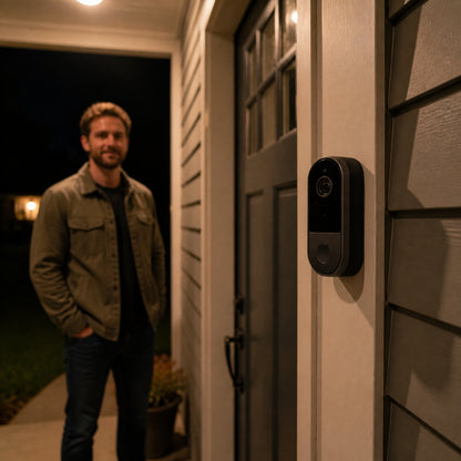 AI smart security camera doorbell, home safety, visitor recognition, night vision, two-way audio