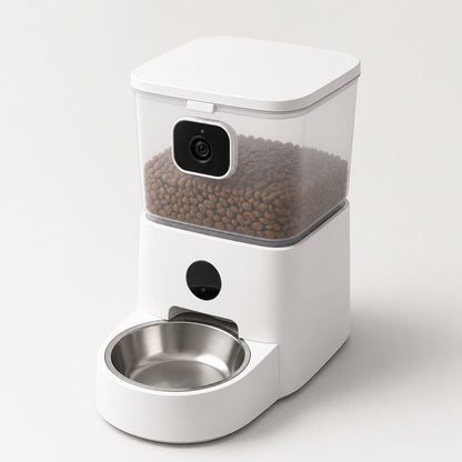 smart pet feeder with camera, remote monitoring, timed feeding, automatic feeder for dogs and cats