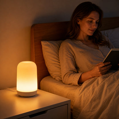 smart sleep light, sleep aid night light, sunrise wake-up lamp, bedroom ambient lighting